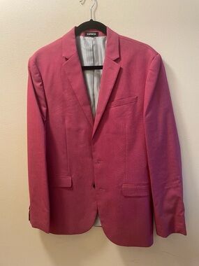Express Men's Red Blazer - Classic Single-Breasted Sportcoat